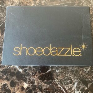 Shoe Dazzle Black and Gold Logo Shoe Box